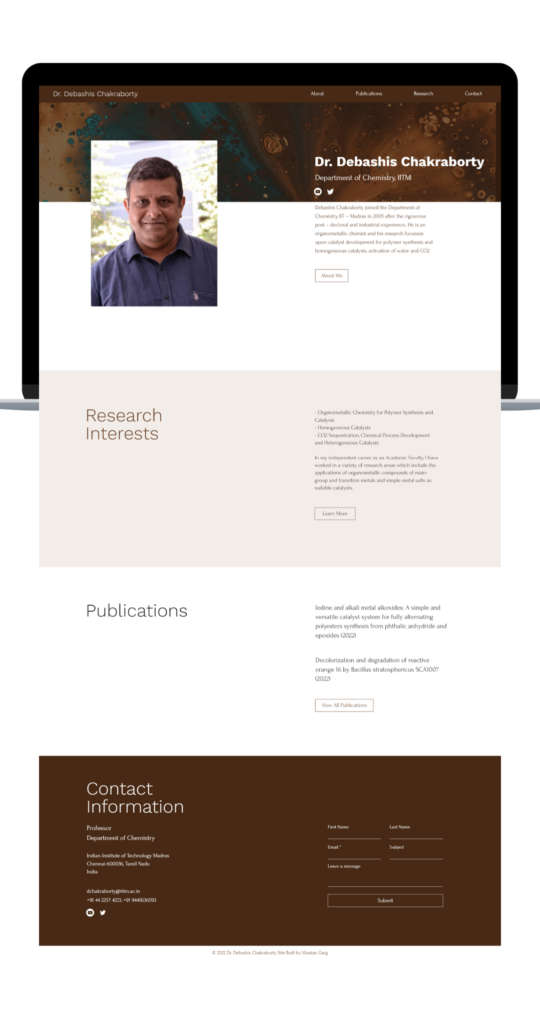 academic portfolio website- dr. debashis chakraborty